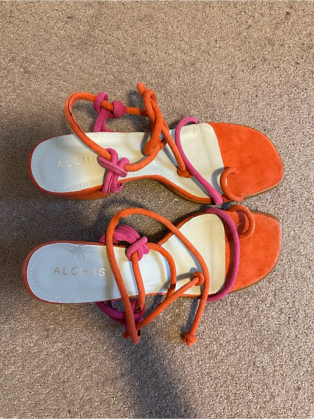 Alohas Grace Sandals/Block heel in Magenta/Orange